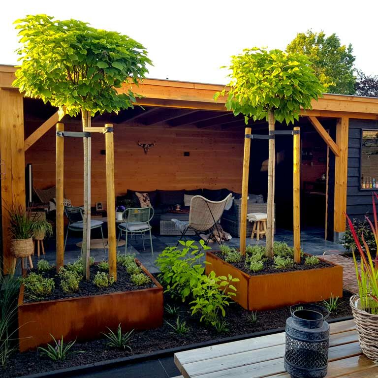 Corten steel planter Miami 120 x 120 cm