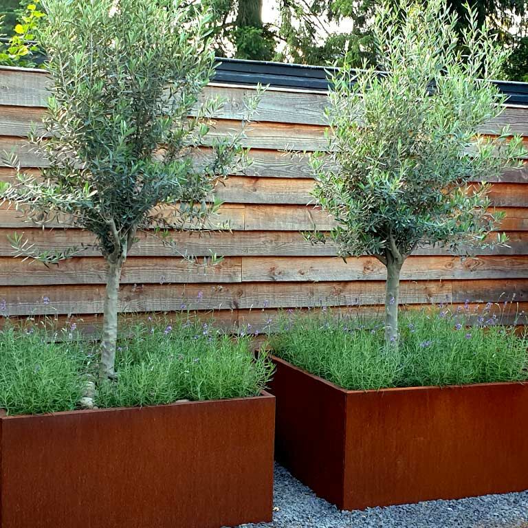Corten steel planter Miami 120 x 120 cm