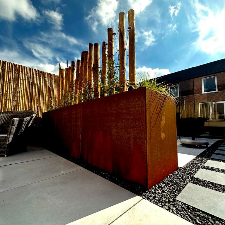 Corten steel planter Texas 30 x 120 cm