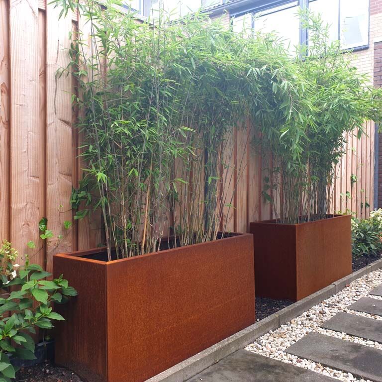 Corten steel planter Texas 40 x 120 cm