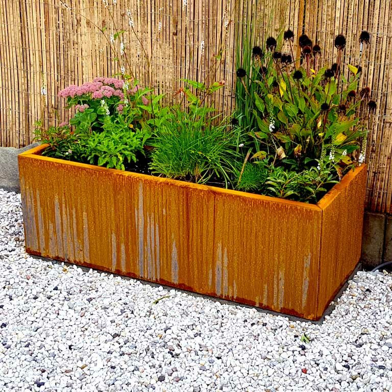 Corten steel planter Texas 50 x 120 cm