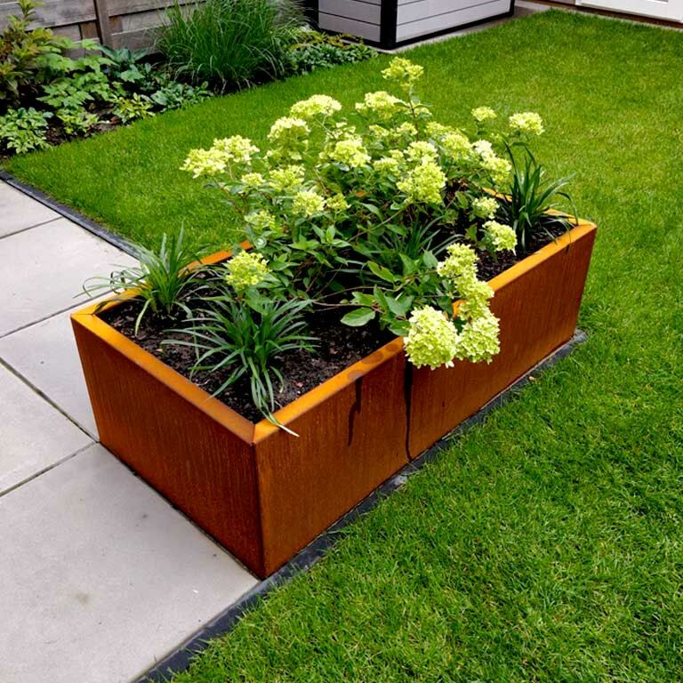 Corten steel planter Texas 60 x 120 cm