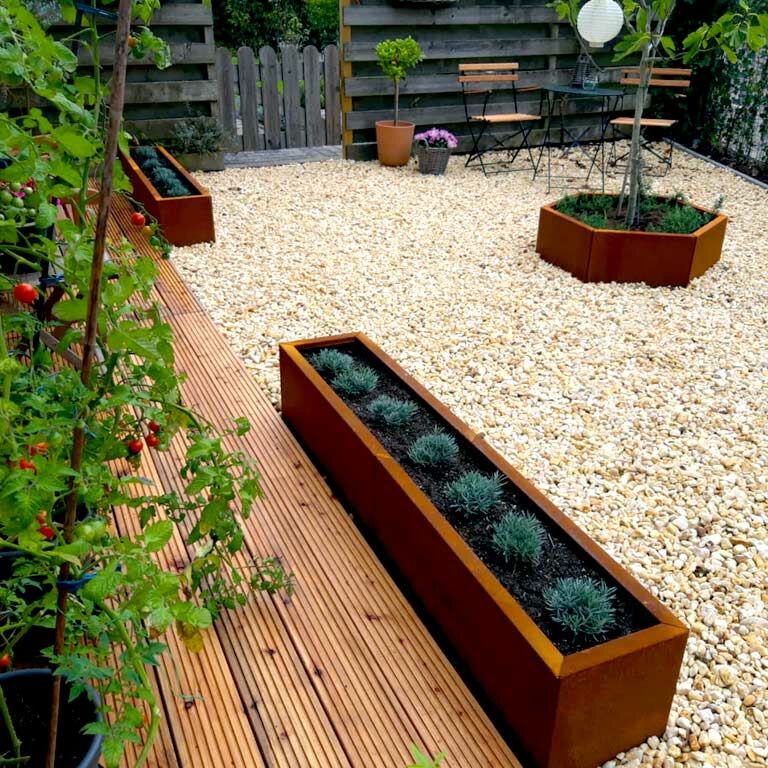 Corten steel planter Texas xxl 160 x 30 cm