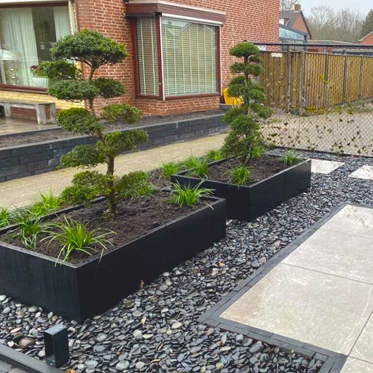 Powder coated steel planter Texas xxl 160 x 100 cm
