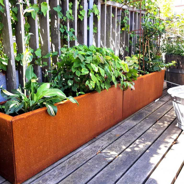 Corten steel planter Texas xxl 200 x 30 cm