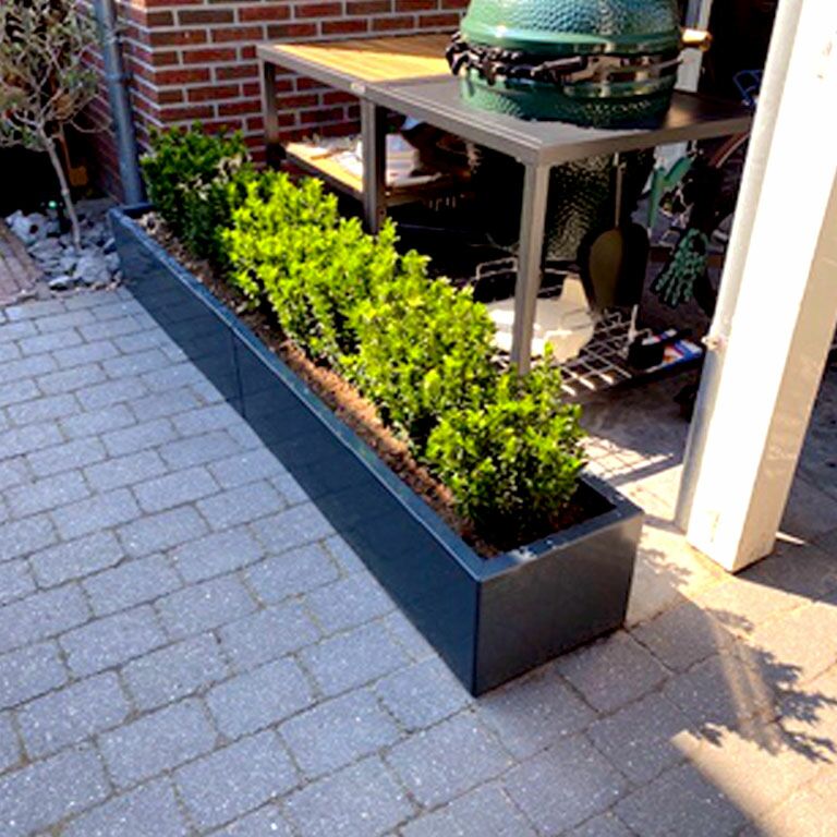 Powder coated steel planter Texas xxl 240 x 40 cm