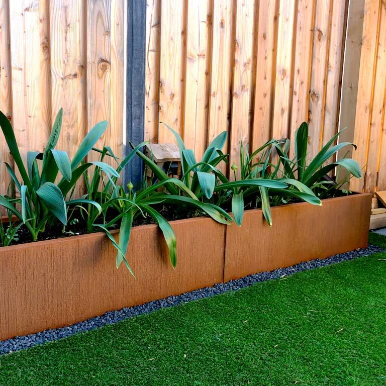 Corten steel planter Texas xxl 240 x 50 cm