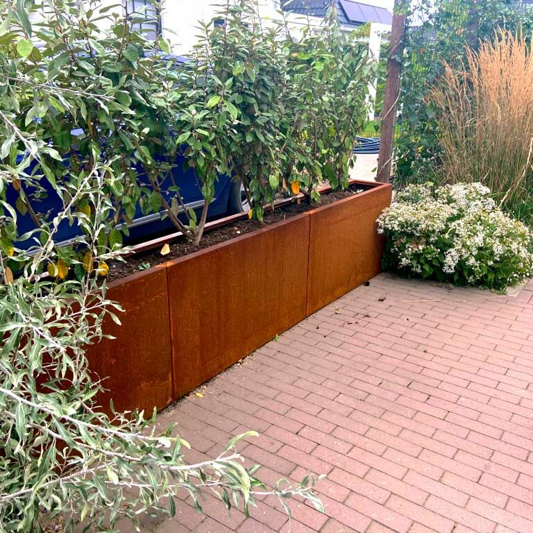 Corten steel planter Texas xxl 300 x 30 cm