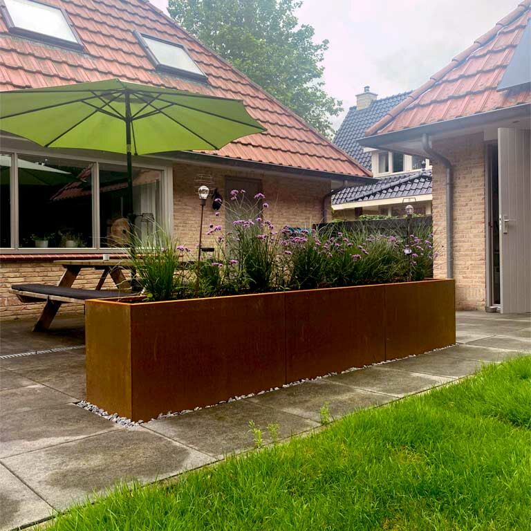 Corten steel planter Texas xxl 300 x 50 cm