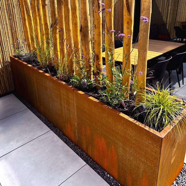 Corten steel planter Texas xxl 300 x 60 cm