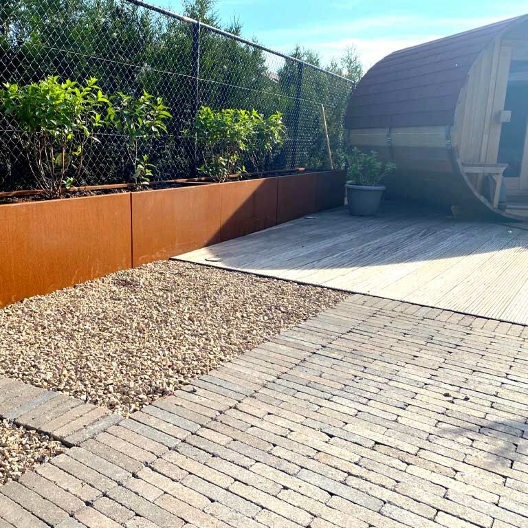 Corten steel planter Texas xxl 360 x 40 cm