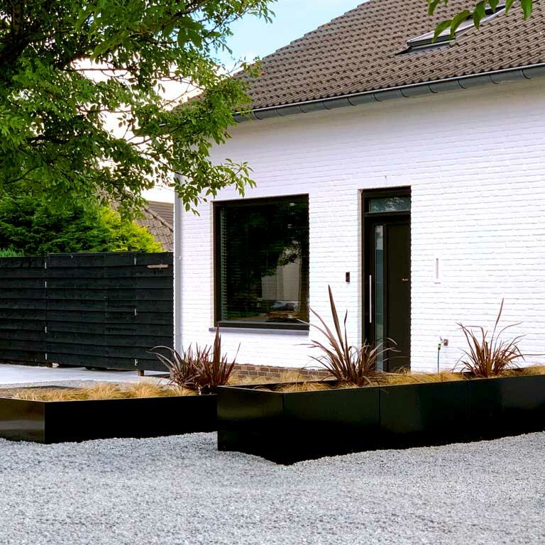 Powder coated steel planter Texas xxl 360 x 100 cm