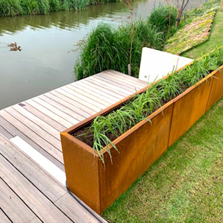 Corten steel planter Texas xxl 400 x 40 cm