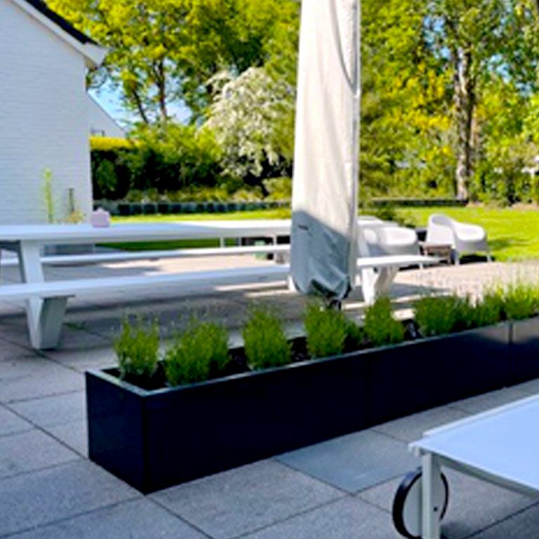 Powder coated steel planter Texas xxl 360 x 30 cm