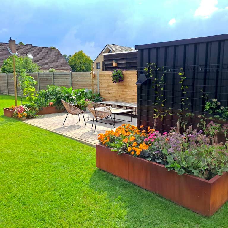 Corten steel planter Texas xxl 400 x 80 cm
