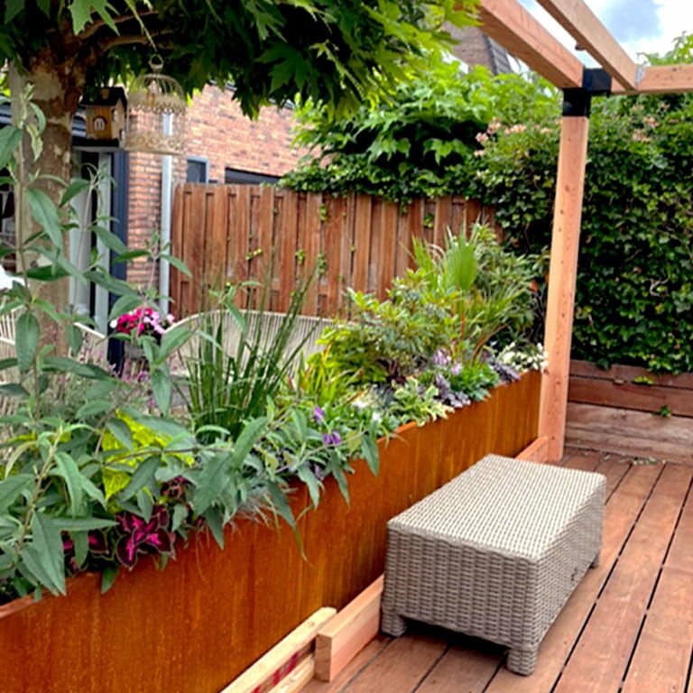 Corten steel planter Texas xxl 480 x 50 cm