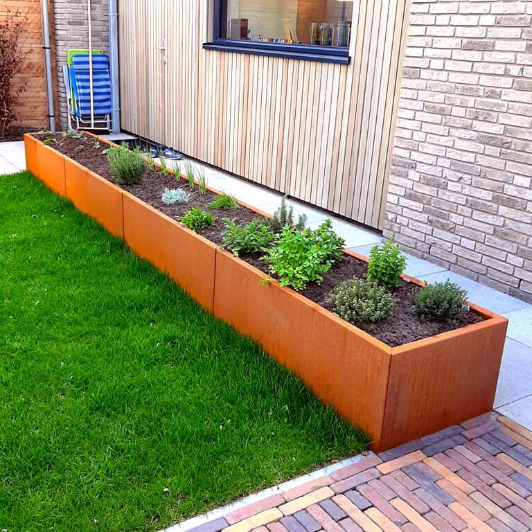 Corten steel planter Texas xxl 480 x 60 cm