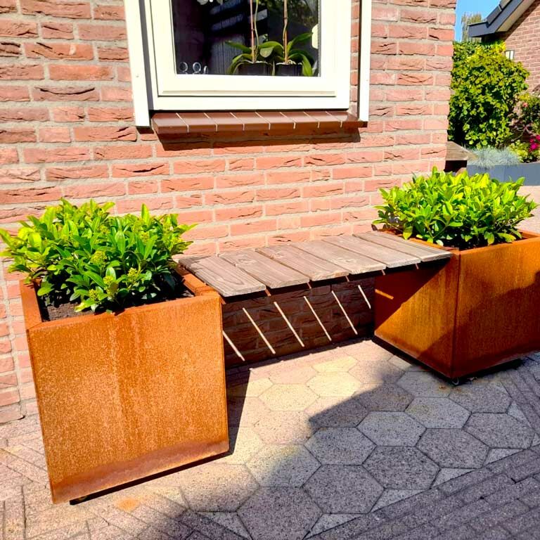 Corten steel planter with bench Vegas Miami