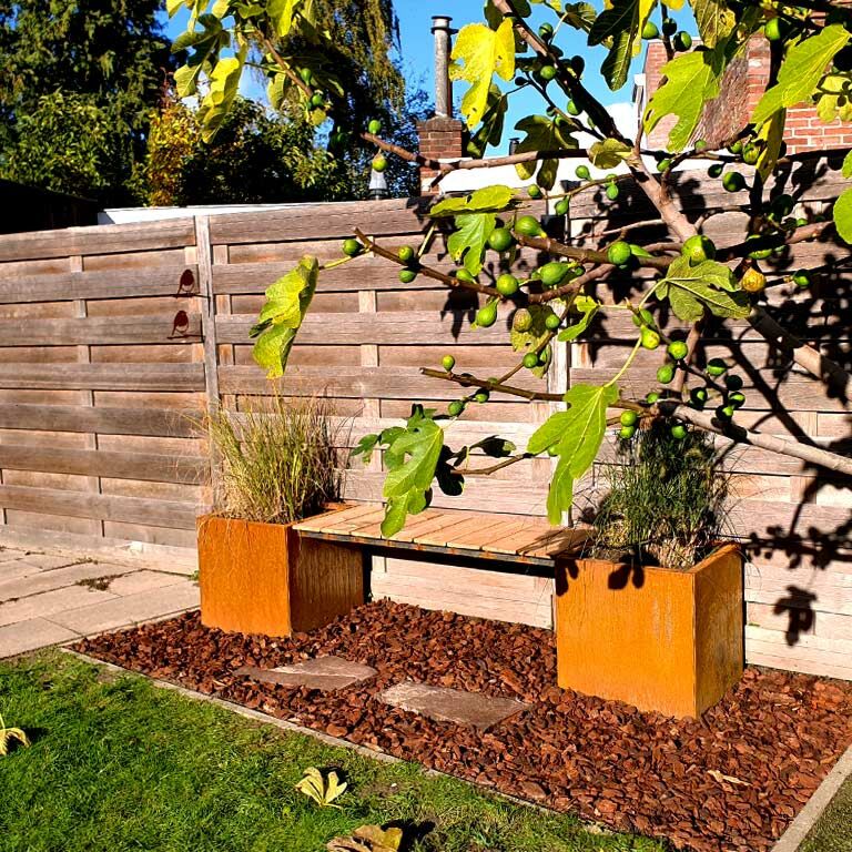 Corten steel planter with bench Vegas Miami