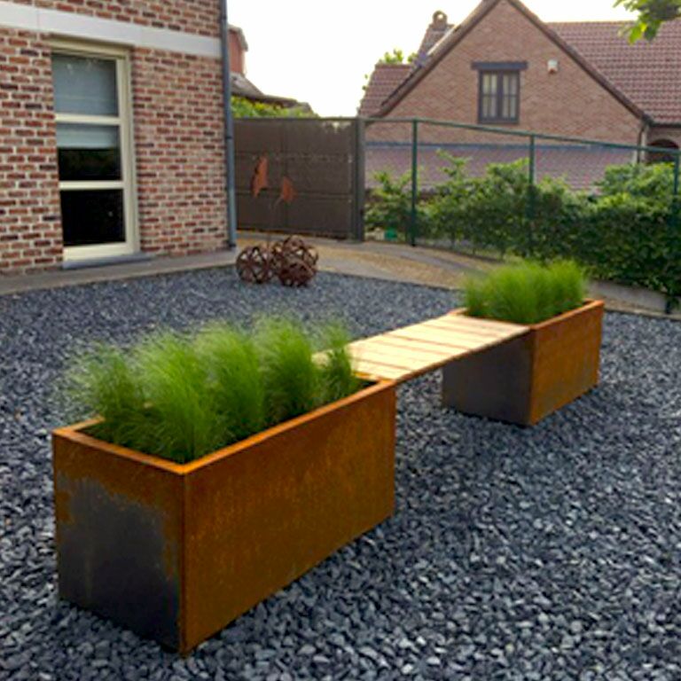 Corten steel planter with bench Vegas Texas