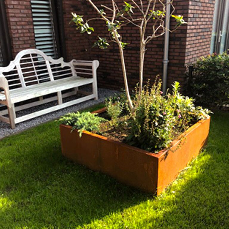 Corten steel welded planters Montana 140 x 140 x 60 cm