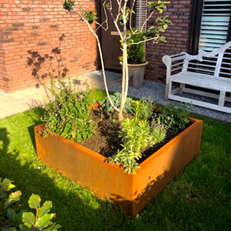 Corten steel welded planters Montana 120 x 120 x 40 cm