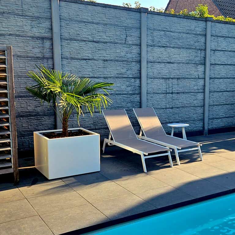 Powder coated steel planter Miami 80 x 80 cm