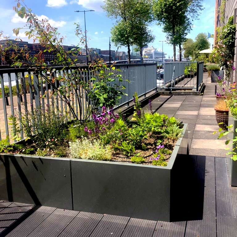 Powder coated steel planter Miami xxl 150 x 150 cm