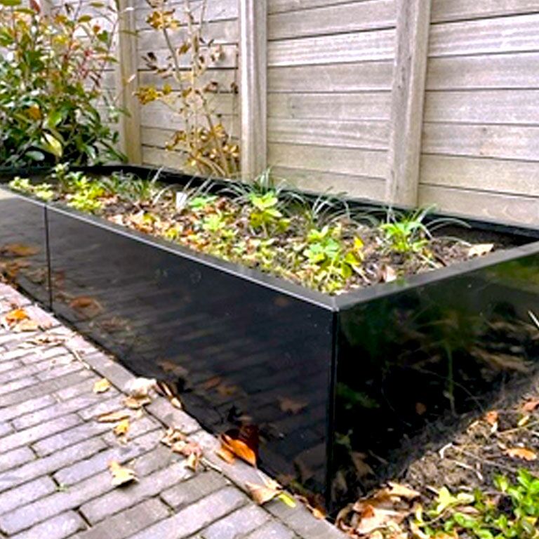 Powder coated steel planter Texas xxl 480 x 80 cm