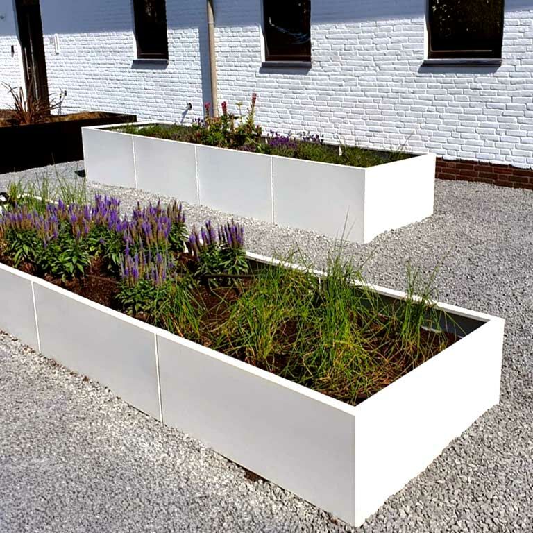 Powder coated steel planter Texas xxl 320 x 80 cm