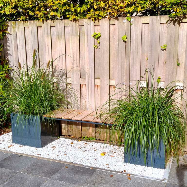 Powder coated steel planter with bench Vegas Miami