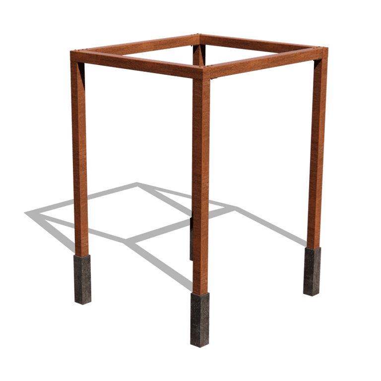 Corten steel pergola square setup 224 x 200 cm
