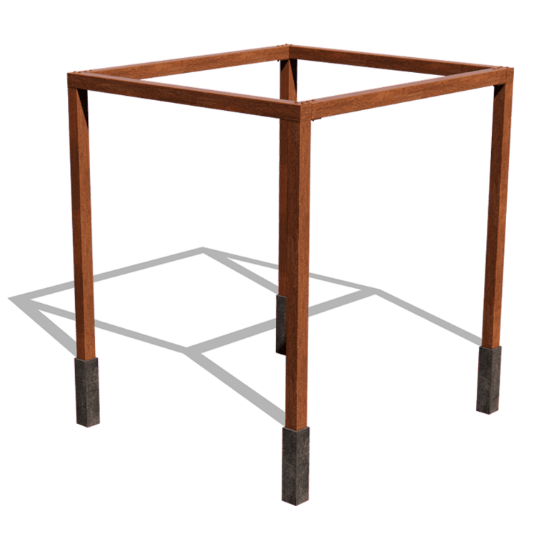 Corten steel pergola square setup 274 x 250 cm