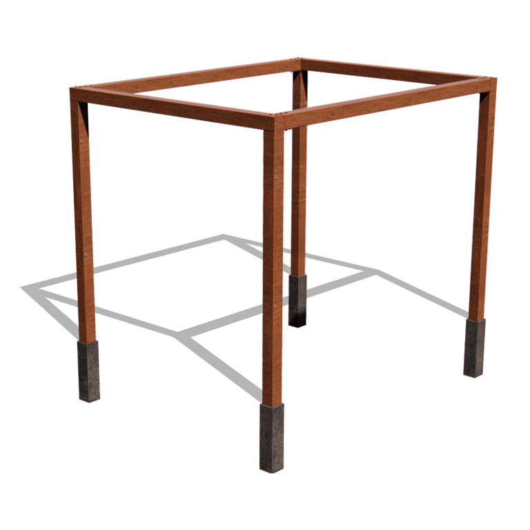Corten steel pergola square setup 324 x 250 cm