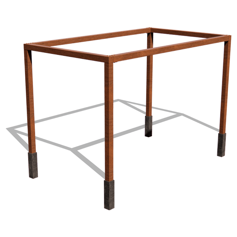 Corten steel pergola square setup 424 x 250 cm