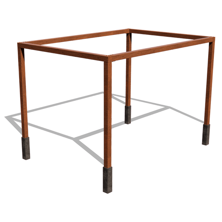 Corten steel pergola square setup 424 x 300 cm