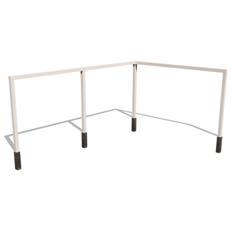 Powder-coated steel pergola corner setup 600 x 412 cm