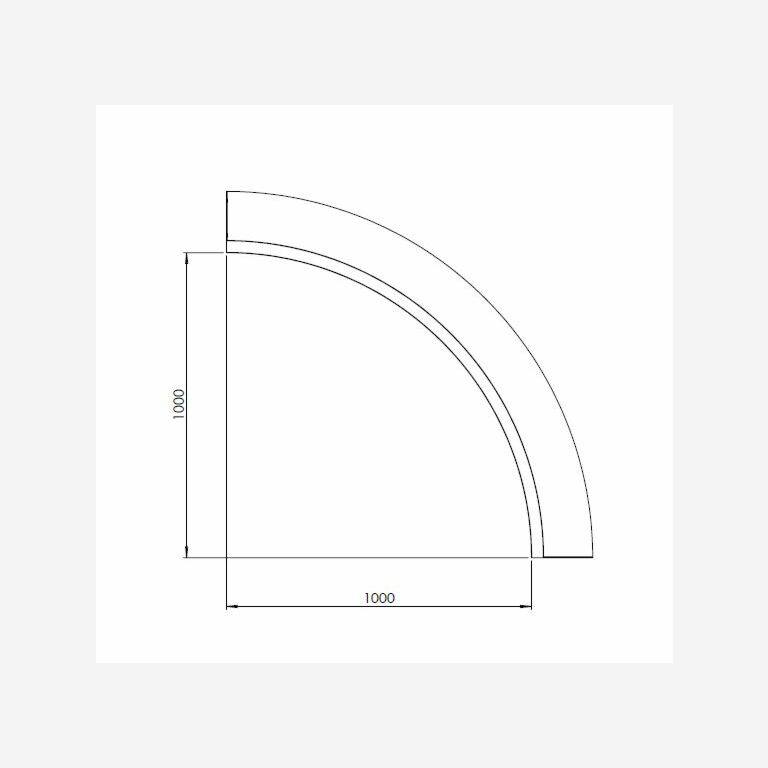 Powder coated steel retaining wall inside curve 100 x 100 cm (height 50 cm)