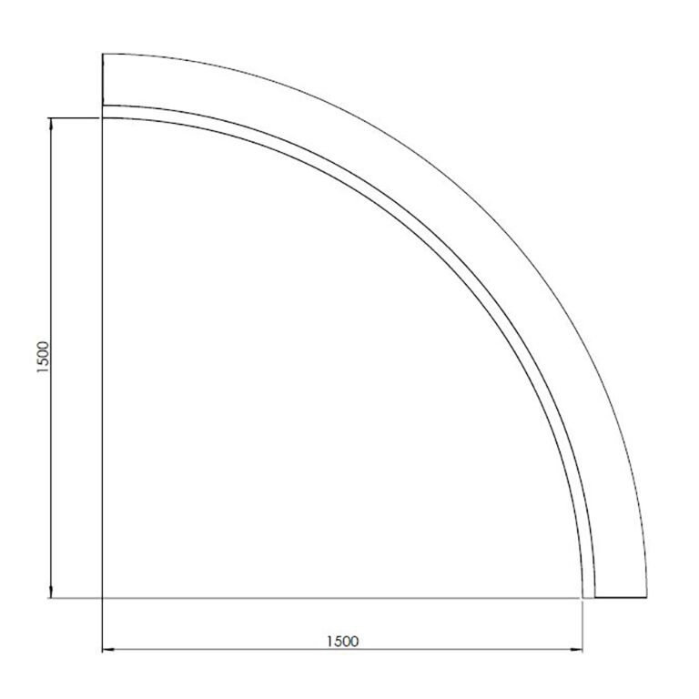 Powder coated steel retaining wall inside curve 150 x 150 cm (height 30 cm)