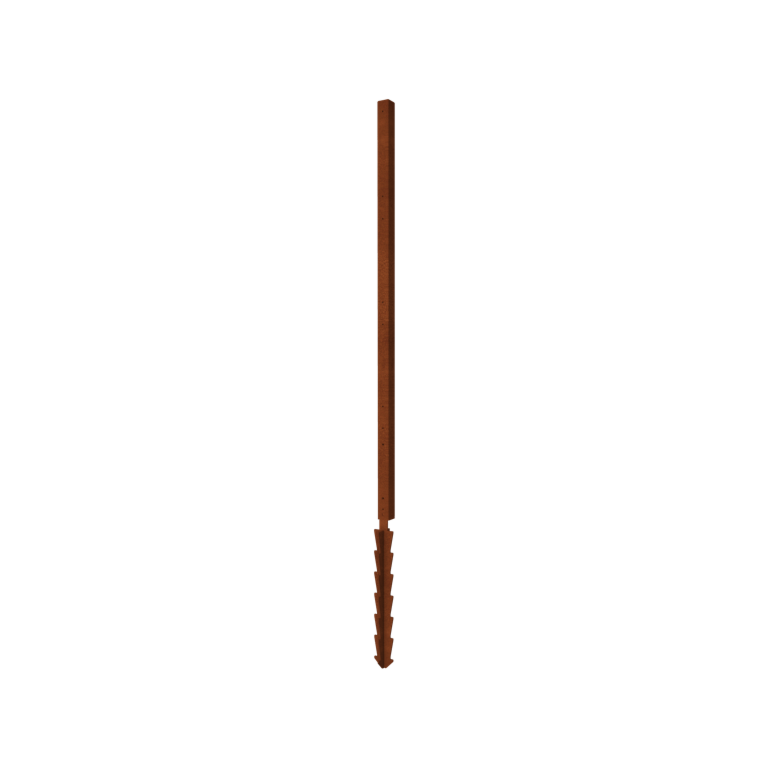 Corten steel garden fence H corner post with support pin 190 x 6 x 6 cm