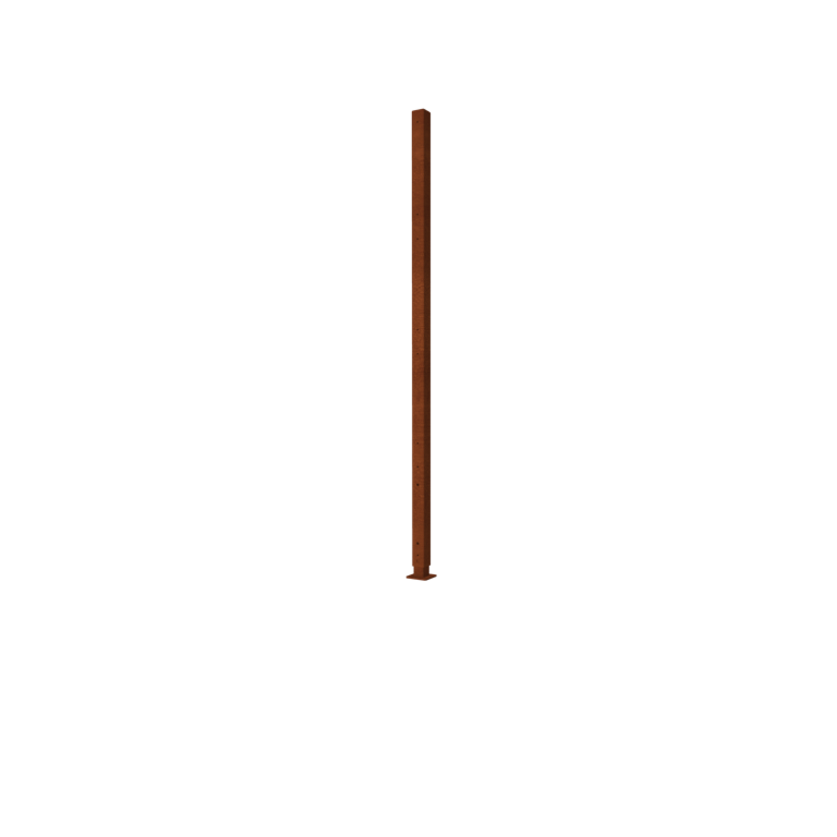 Corten steel garden fence H corner post with base plate 190 x 6 x 6 cm