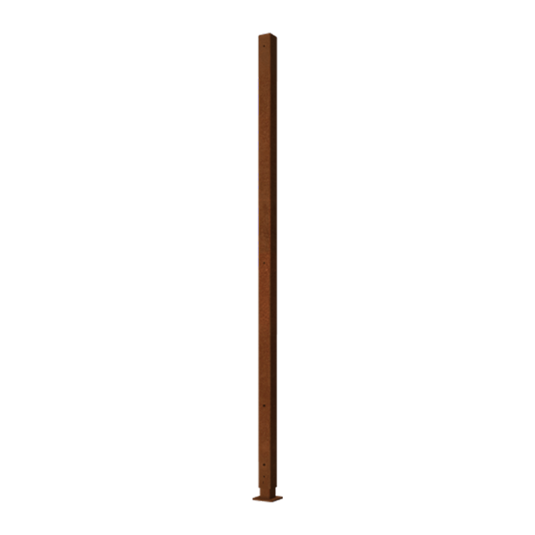 corten steel garden panel post corner with flat base 190 x 6 x 6 cm