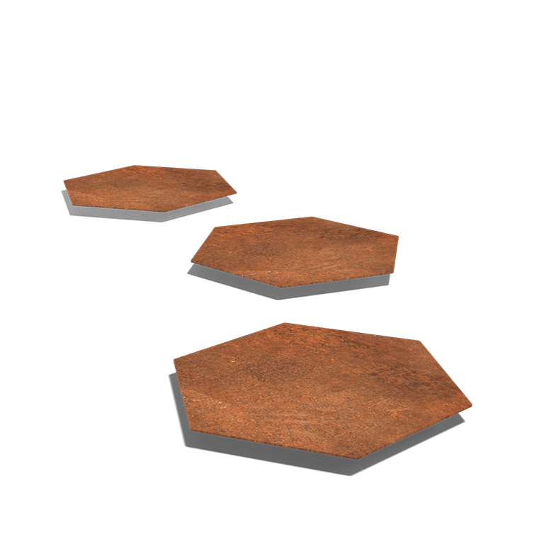Corten steel stepping stone Hexagon 50