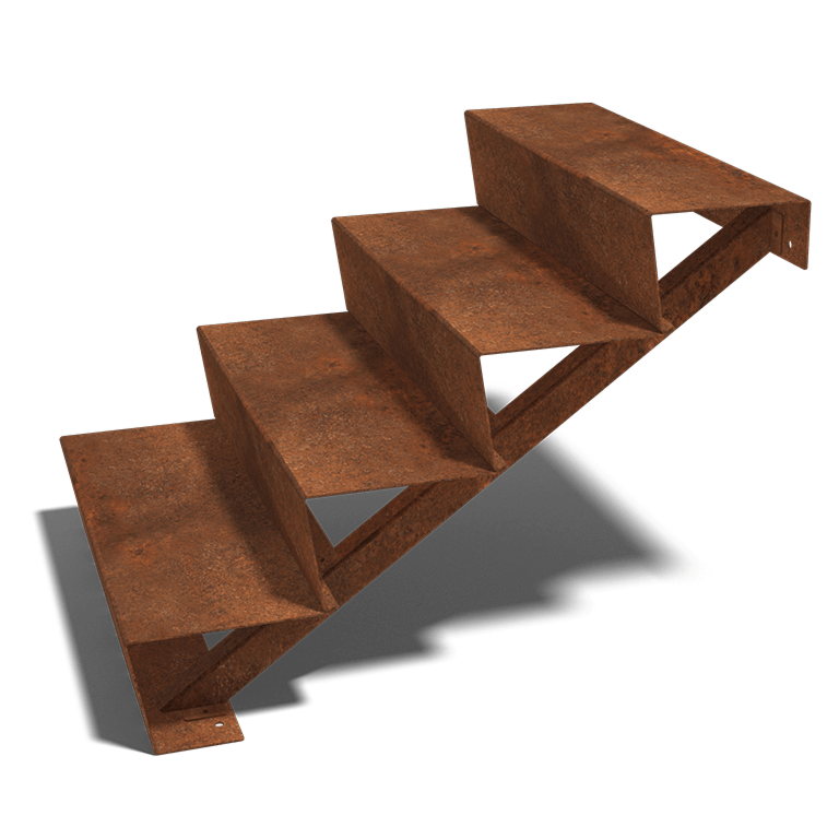 Corten steel stairs New York 4-step (width 80 cm)