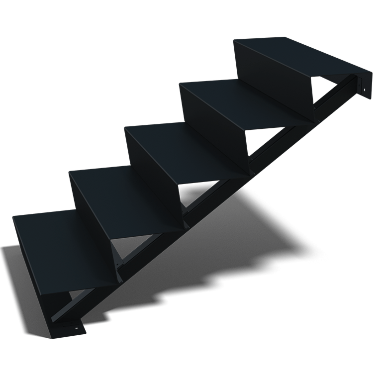 Black steel stairs New York 5-step (width 80 cm)