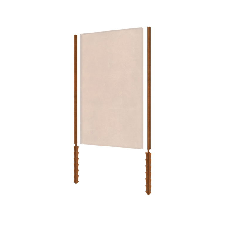 corten steel garden panel post straight with support pin 190 x 6 x 3 cm