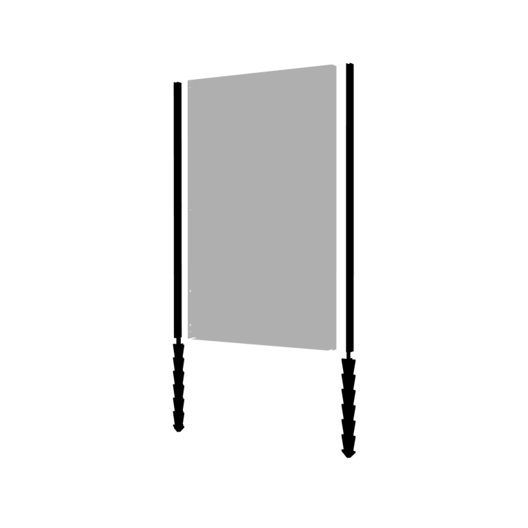 Powder coated garden panel post straight with support pin 190 x 6 x 3 cm
