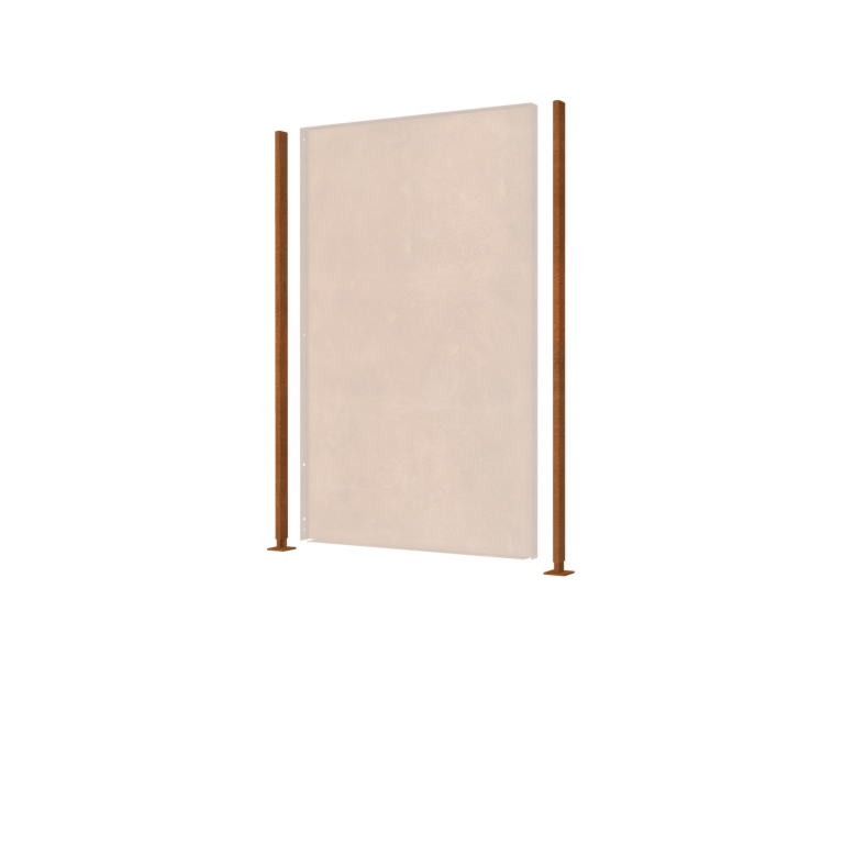 corten steel garden panel post straight with flat base 190 x 6 x 3 cm