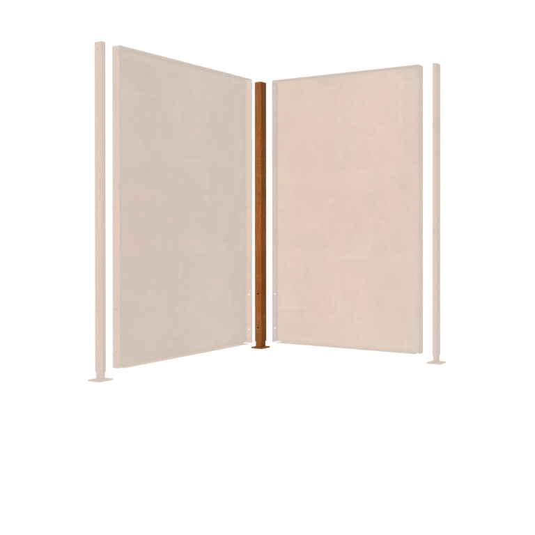 corten steel garden panel post corner with flat base 190 x 6 x 6 cm