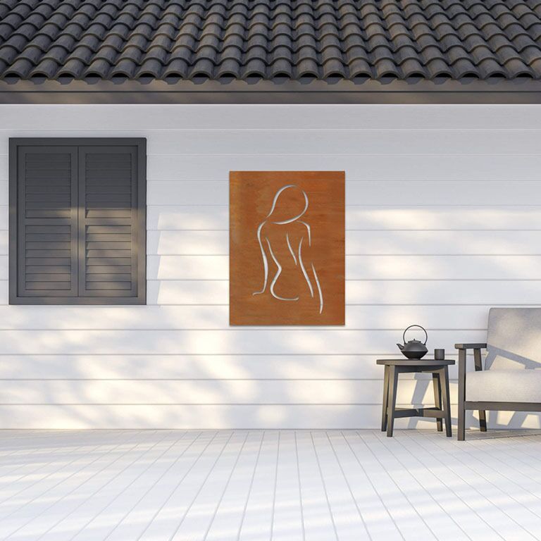 Corten steel wall decor Woman